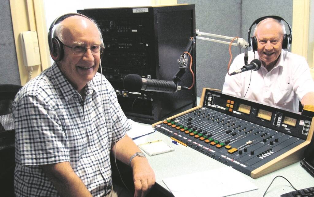 FOR THE LOVE OF MICS  – Phil Haldeman (right) on air with 2RRR’s Brian Crabbe.