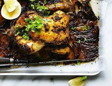 Put your oven to work: Slow-roasted chicken with anchovy, lemon and capers.Photo: William Meppem