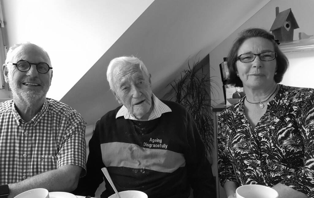 Professor David Goodall (centre) had his last breakfast with Philip Nitschke and Carol O'Neil. Photo: Exit International.