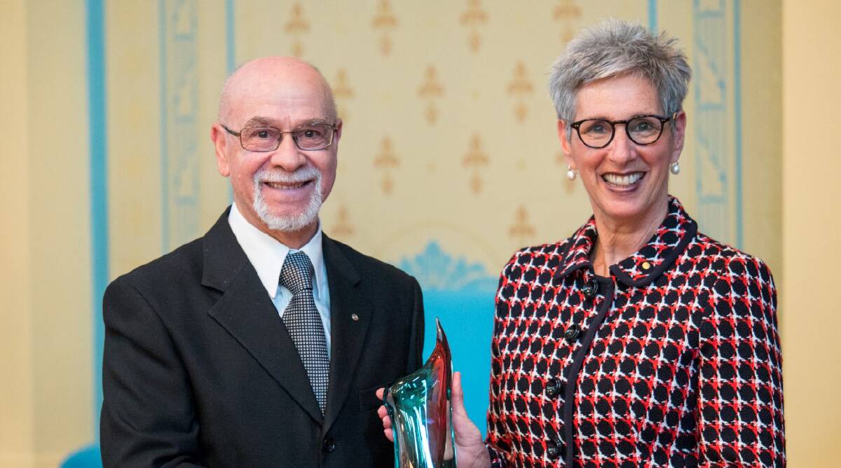 Multicultural champion – Marcello D’Amico receives his Promotion of Multiculturalism Award from State Governor Linda Dessau.