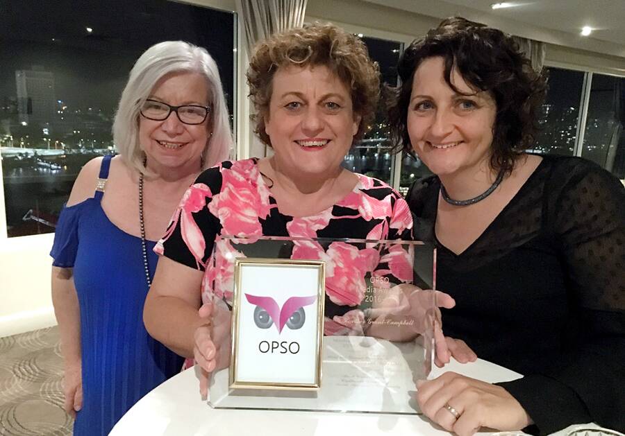 The Senior's Eileen Wood, Heather Grant-Campbell and Geraldine Cardozo at the OPSO Media Awards.