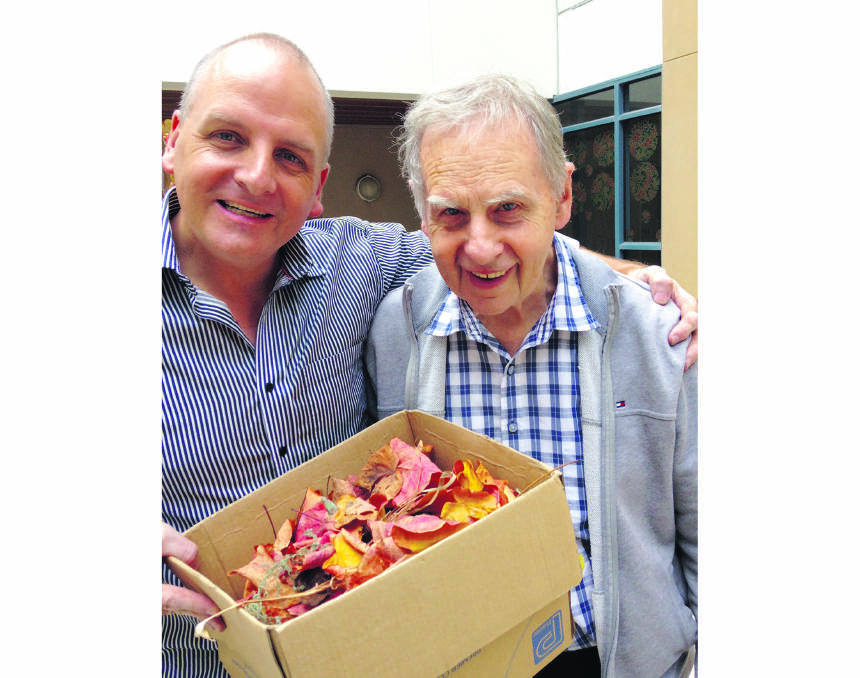 LITTLE THINGS MEAN SO MUCH – Dementia awareness  advocate Brett Partington and his father Bob and pick up  leaves together.