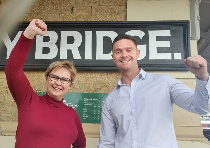 BIG WIN: Deputy leader in the legislative council Clare Scriven and Murray Bridge councillor Mat O'Brien are happy to see the Overland receive funding until at least July, 2023. . 