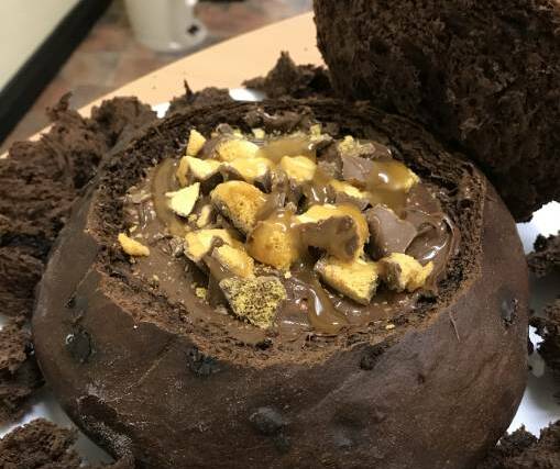 The famous chocolate cob designed by former Wellington Times journalist Ellie Hawkey. Photo: Ben Palmer