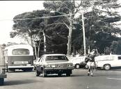 Cars and buses at the front of Warrnambool High School in 1983. File Picture