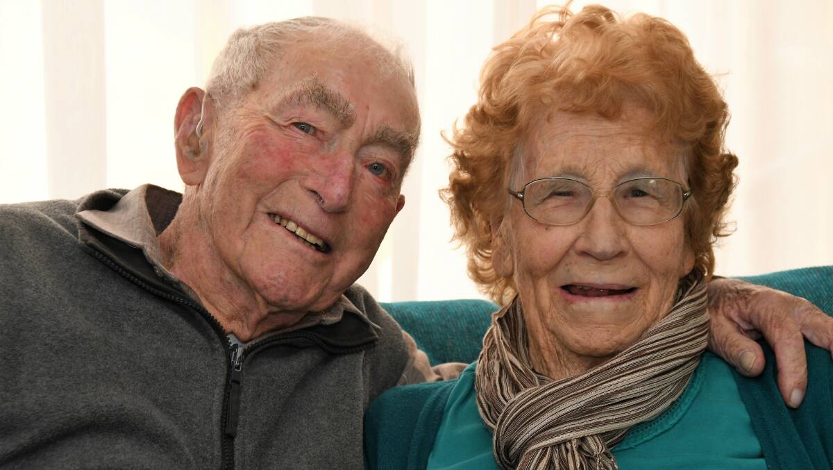 Ern and Jean Geyer at their home in Port Macquarie one day before their 70th wedding anniversary.