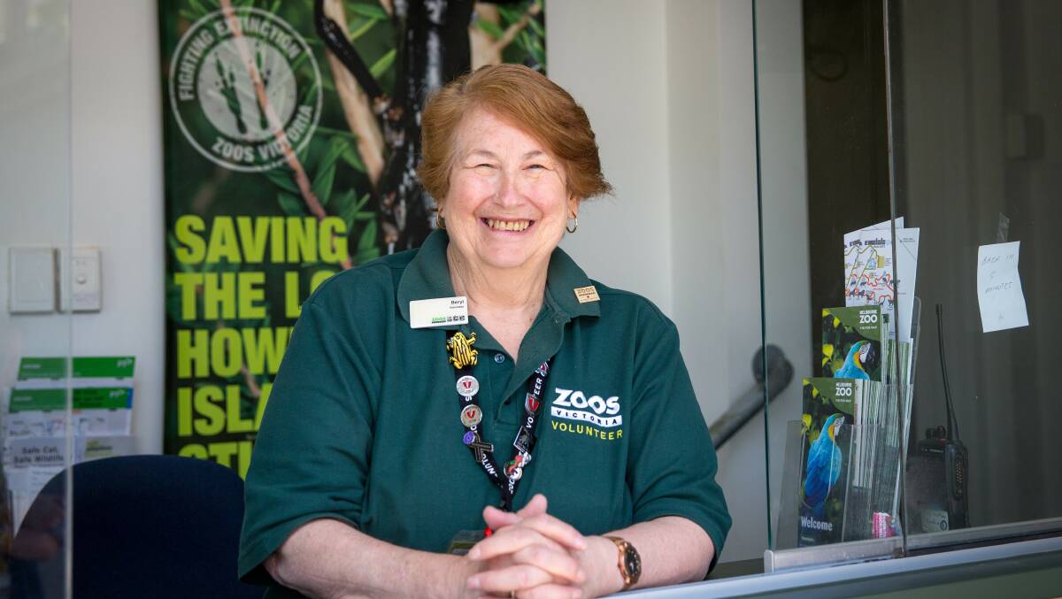 TRADEMARK SMILE: Visitors to Melbourne Zoo can be guaranteed a warm welcome from veteran volunteer Beryl Durran.