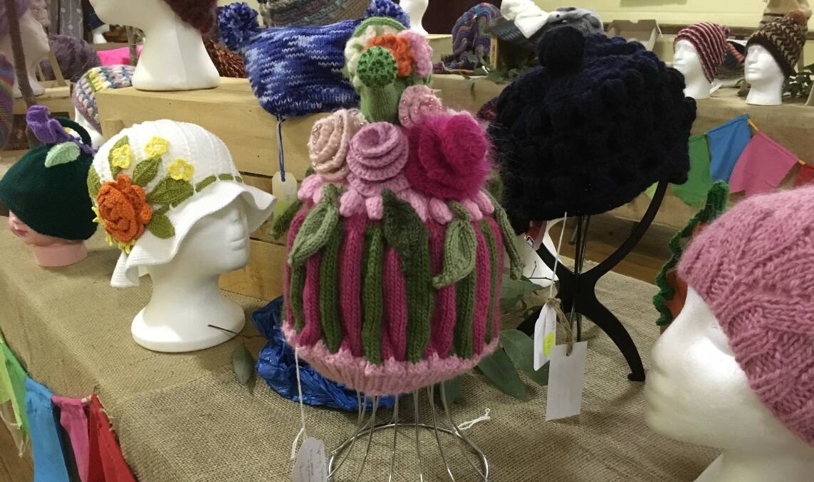WINTER WARMERS: Is it a posy? Is it a tea cosy? No it's one of the fantastic beanie creations at the Murrindindi Beanie Festival.