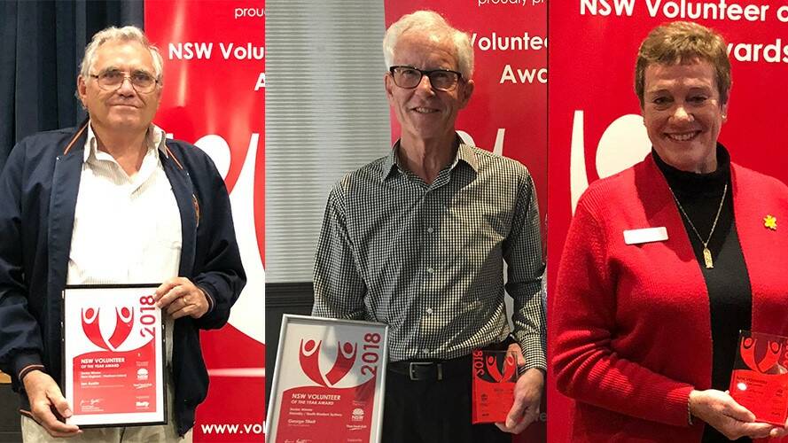 AWESOME THREESOME: Ian Austin (New England), George Tillet (Sydney North West) and Di Skelton (South Coast) are three of this year's finalists for the NSW Senior Volunteer of the Year Award.