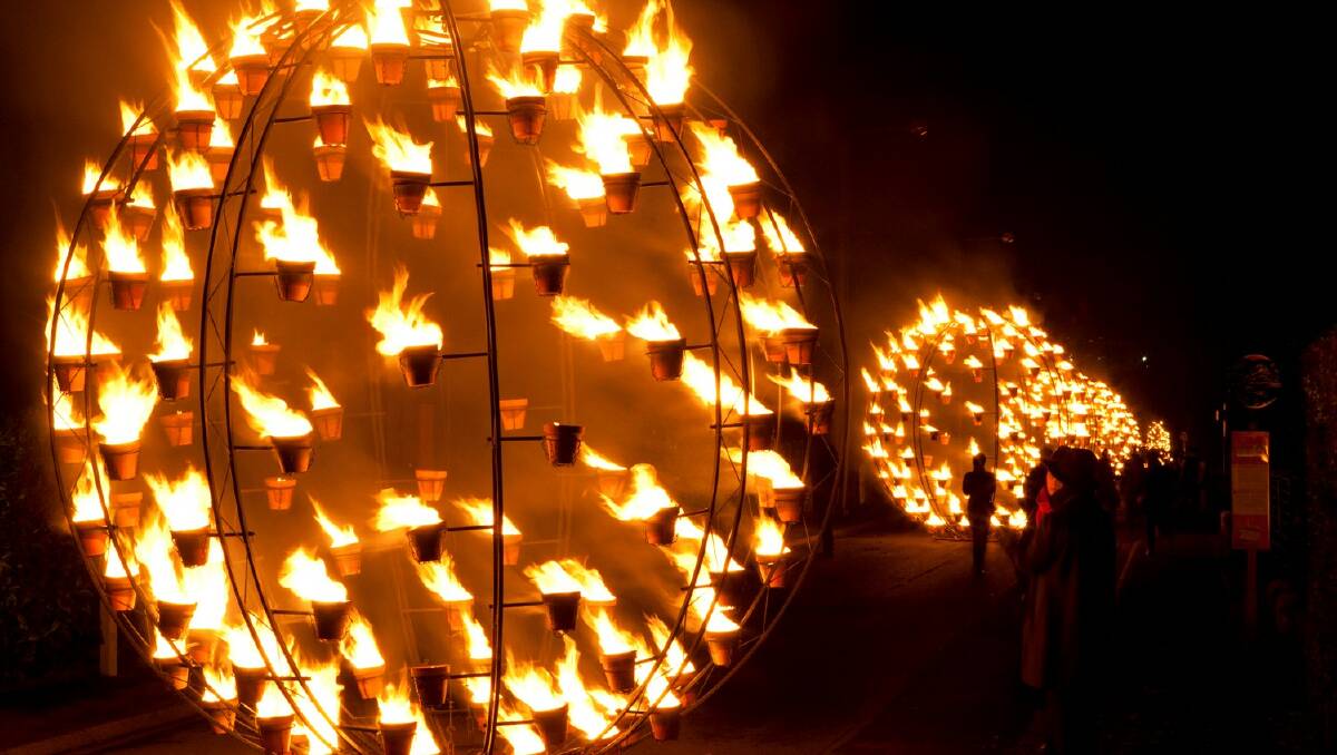 BLAZE OF GLORY: The spectacular Fire Gardens will bring the Royal Botanic Gardens of life after dark for four nights during the Melbourne International Arts Festival. Photo: Vincent Muteau