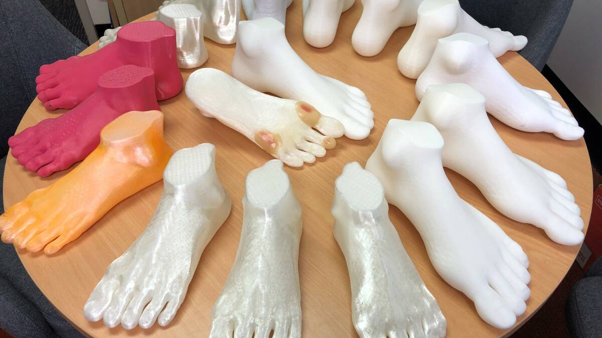 BEST FOOT FORWARD: 3D printed feet are helping podiatry students learn about diabetes-related foot ulcers.
