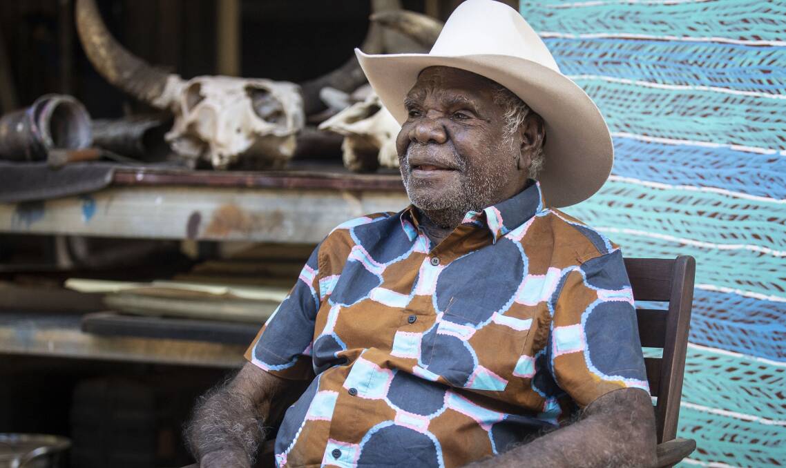 INSPIRED BY FAMILY AND COUNTRY: Ngarralja Tommy May has won the 2020 Telstra National Aboriginal and Torres Strait Islander Art Award. Photo: Damian Kelly