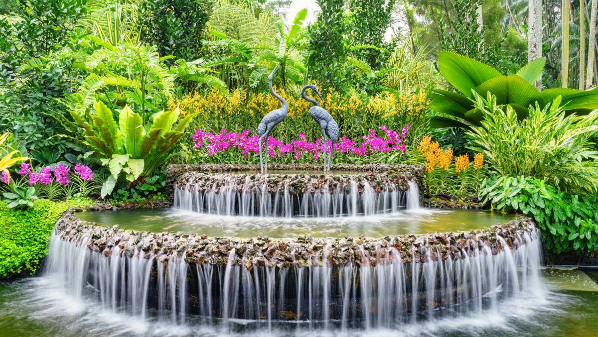 A fountain in the Orchid Gardens, Singapore