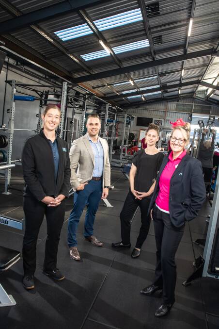 Researchers (L-R) Tahnee Downs and Dr Edward Bliss with Lauren Taylor, exercise physiologist at The Fit Lab Toowoomba and Gaye Foot, Blush Breast Care Nurse from Blush Cancer Care and St Andrew's Hospital Toowoomba.