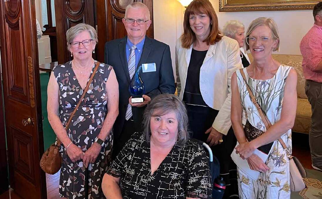 From Left Carmel and Peter Wall, Pam West, Governor of Victoria Margaret Gardner and Mimi Morgan at Parliament House. Picture suppled