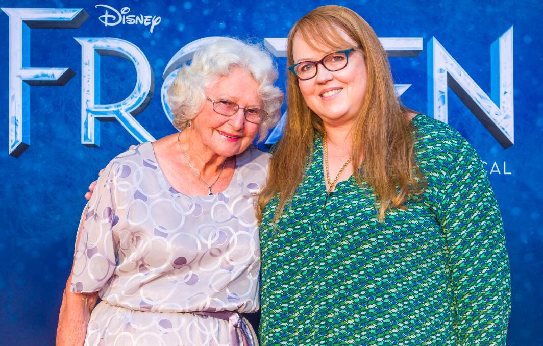 KNITTING MARVEL: Margaret Remington and costume creator Janet Hine at the Premiere of Frozen The Musical.