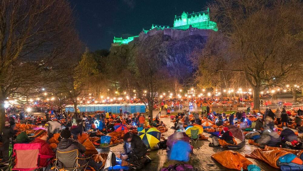 World's Biggest Sleepout in Scotland in 2017. Image from the World Biggest Sleepout website. 