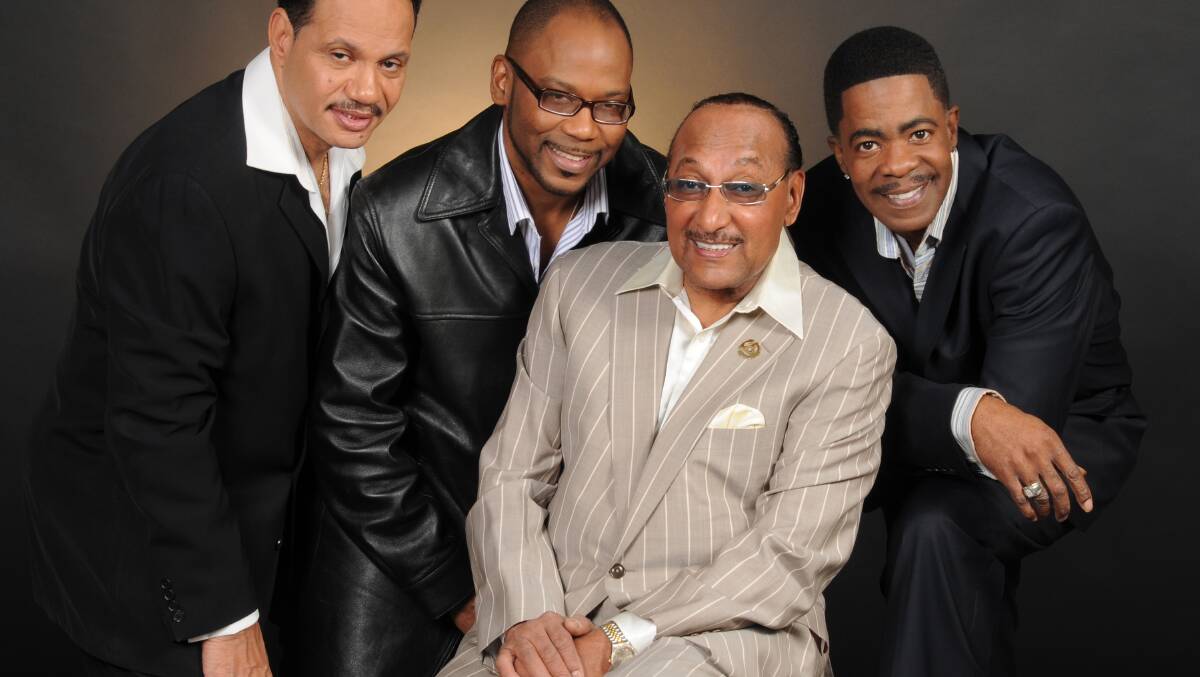 Legend Duke Fakir (in grey) with other members of singing sensation the Four Tops who are coming to the Sofitel Sydney Wentworth and Melbourne in December. 