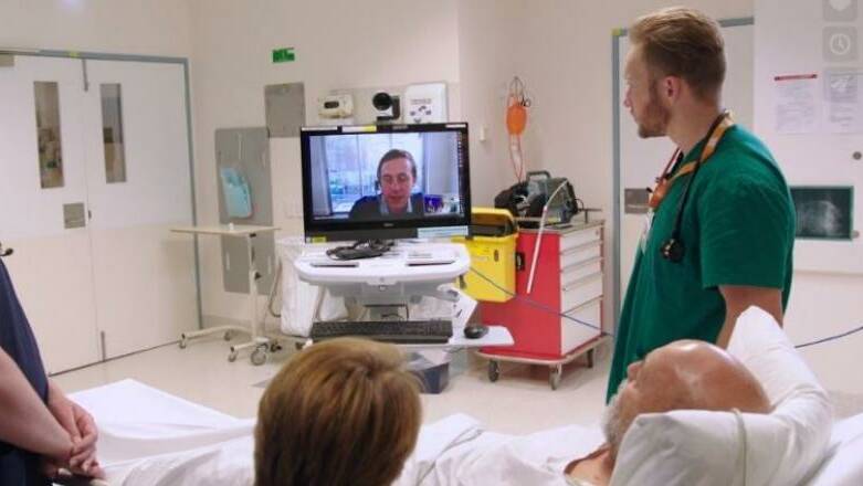 A patient being treated using the Telestroke service.