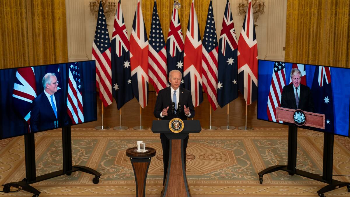 US President Joe Biden and UK Prime Minister Boris Johnson have set ambitious 2030 emission reduction goals for their country, heaping pressure on Scott Morrison. Picture: Getty